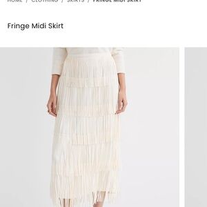 Cream Fringe Midi Skirt